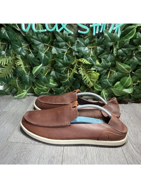 OluKai Mens Nalukai Slip On Shoes Size 11.5 Brown Leather Moc Loafer Convertible main image 4